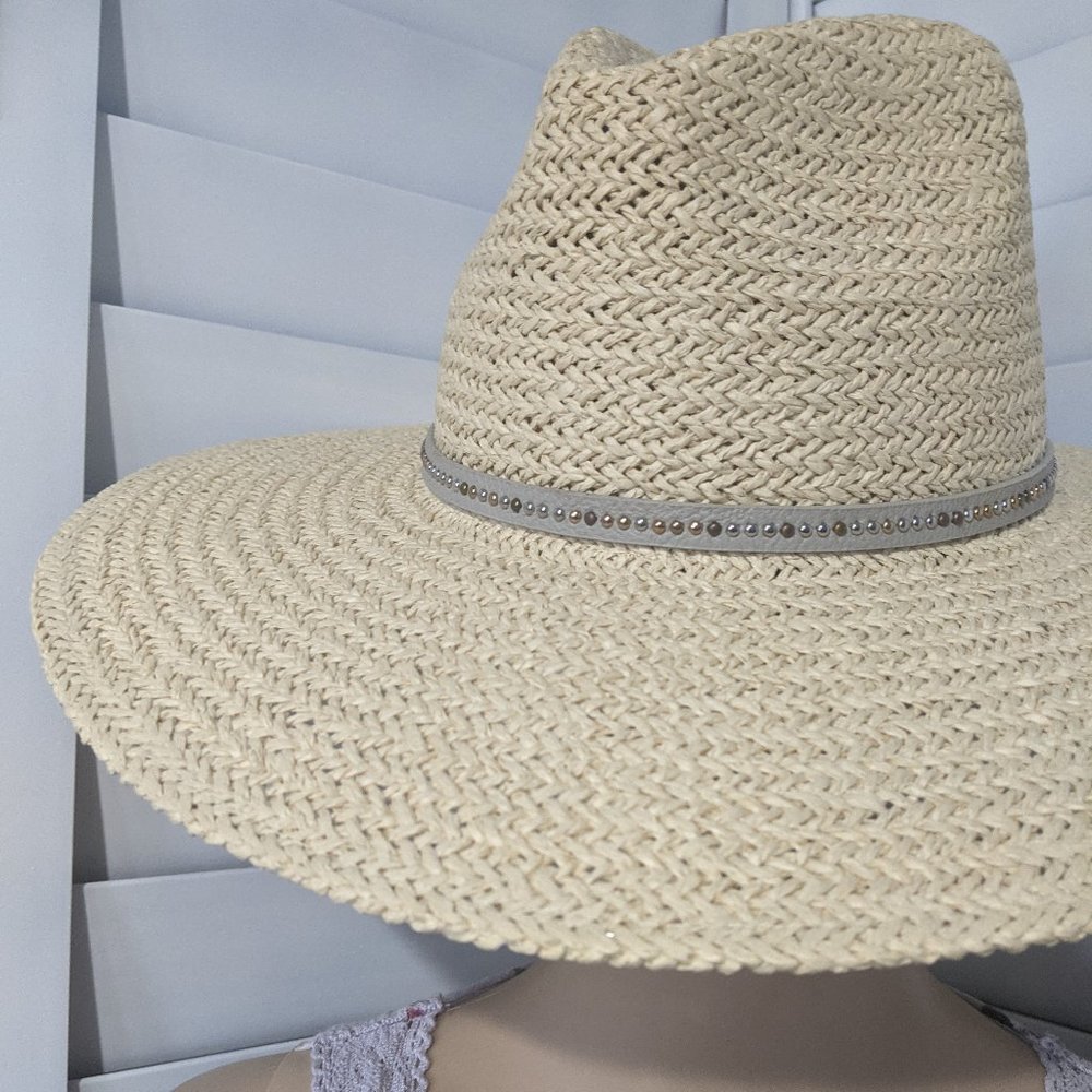 NWT San Diego Hat Company Woven Beaded Brimmed Hat